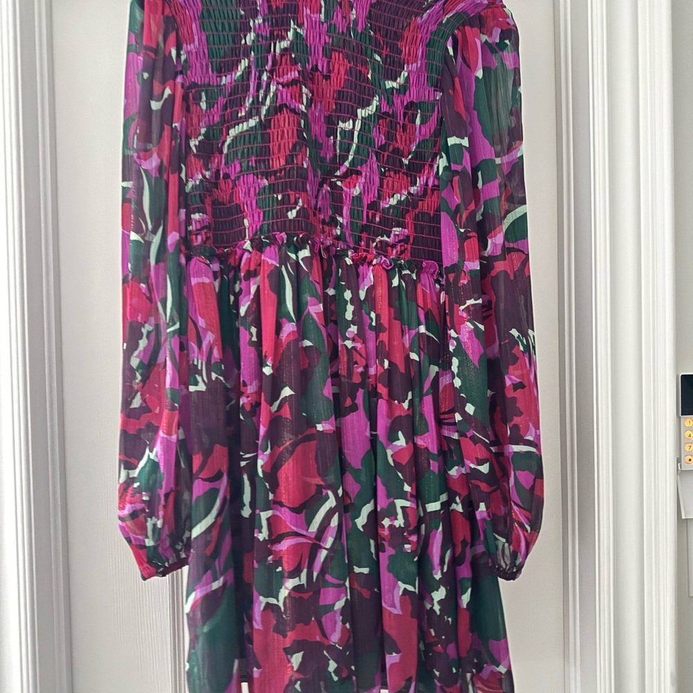 Misa Los Angeles Pink and Green Floral Dress